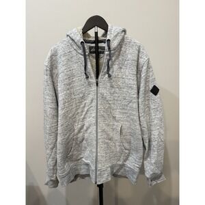 Eddie Bauer Mens 2XL Sherpa Lined Full Zip Hoodie Gray Heavyweight Fleece Jacket